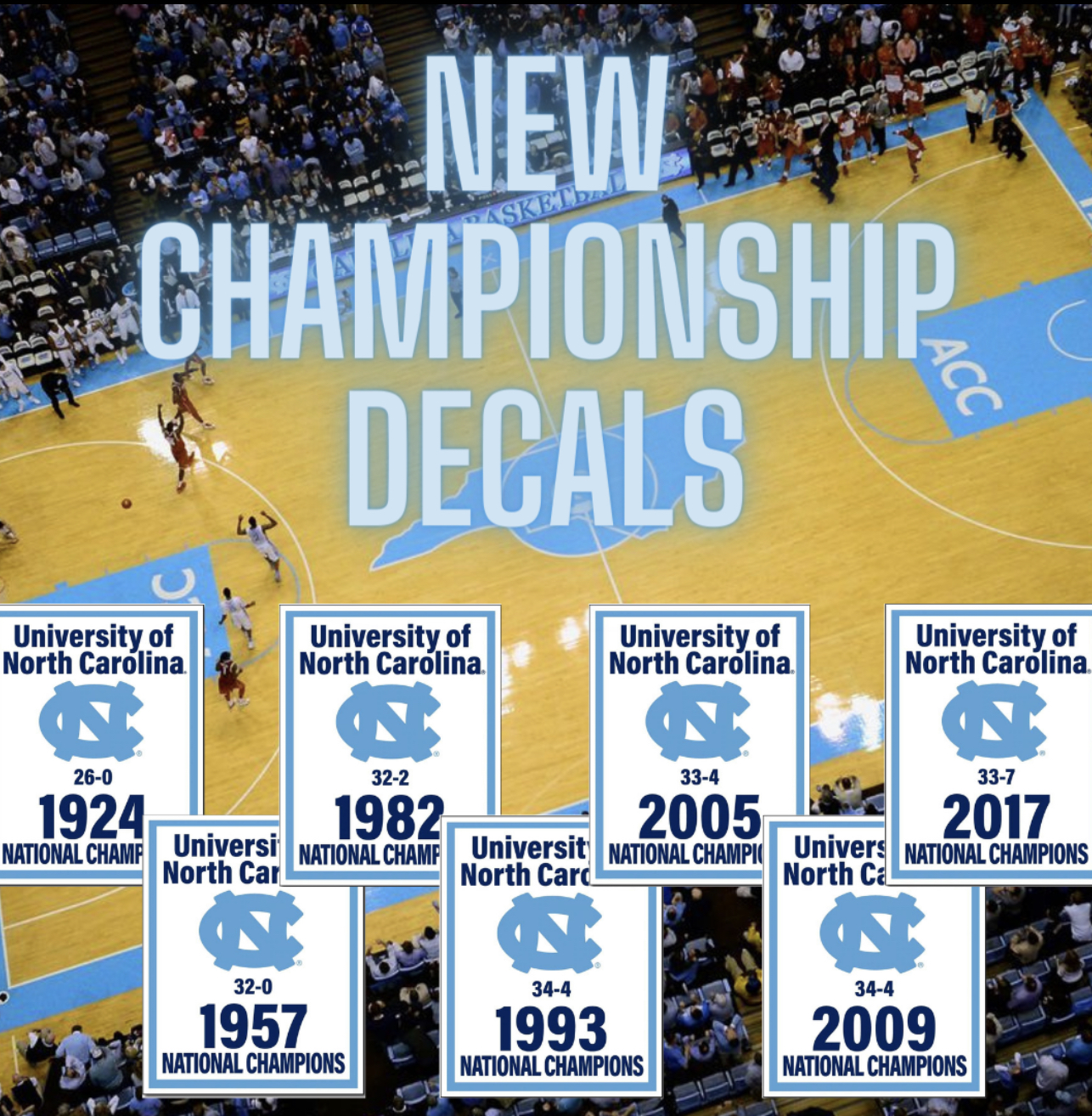 🏀 Full Set FRIDAY! UNC National Championship Title Banners The