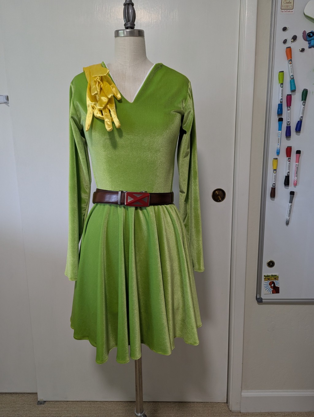 Cali Fabrics Bright Lime Green 4-way Stretch Velvet Fabric by the Yard